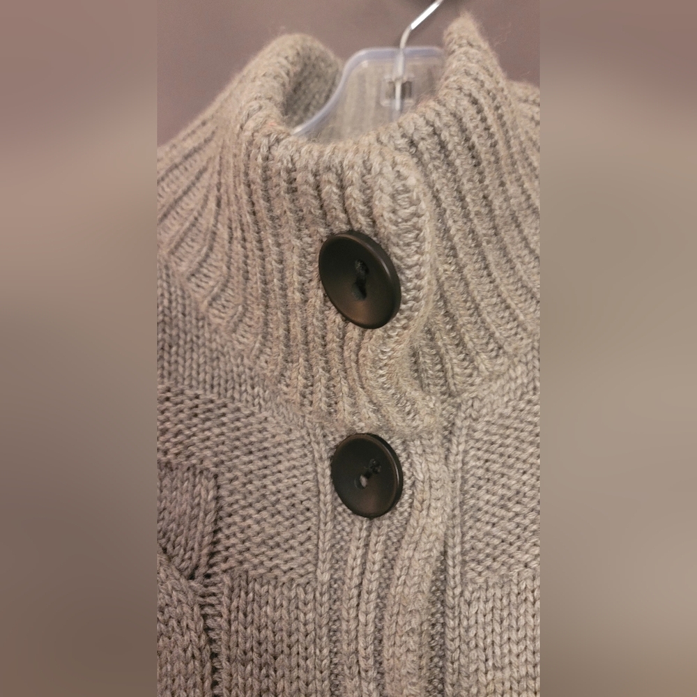 Grey Moda International Thick Woven Knit Button Up Sweater Sz Small - Picture 5 of 16